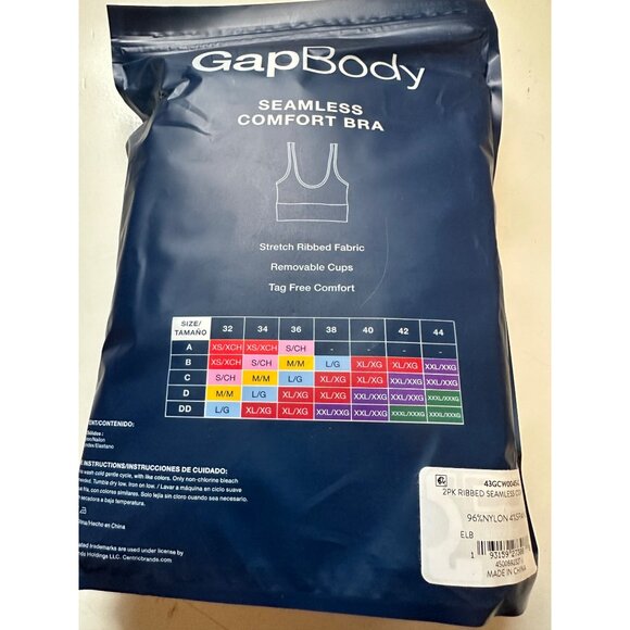 GapBody Women 2-Pack Pink/Navy Stretch Rib Tag Free Seamless Comfort Bras XL NIP - Picture 3 of 3